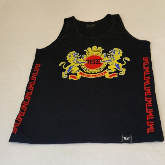 Men's Black Tank Top with Red and Yellow Design - Picture 1 of 6